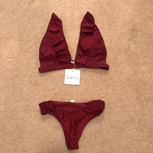 Burgundy ruffled bikini! NWT